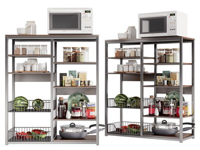 现代厨房电器 调料瓶 锅具 水果蔬菜置物收纳架