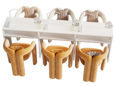 现代美容美甲桌椅组合3d模型 现代美容美甲桌椅组合