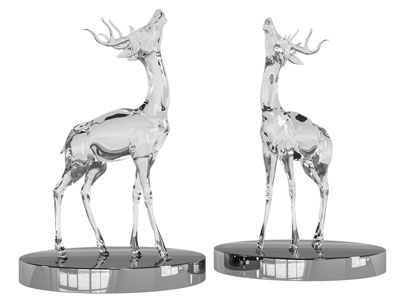 现代玻璃小鹿雕塑雕刻 摆件组合