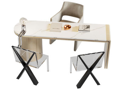 现代老板台 老板桌椅组合3d模型 现代老板台 老板桌椅组合