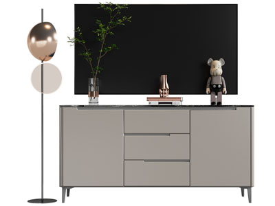 现代电视柜 电视机 落地灯