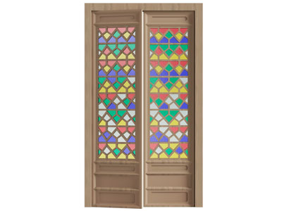 欧式双开门 彩绘玻璃平开门