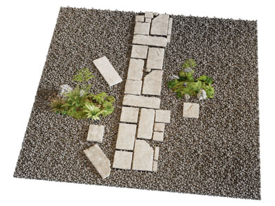 现代汀步 石径 铺石路 青石板绿植造景