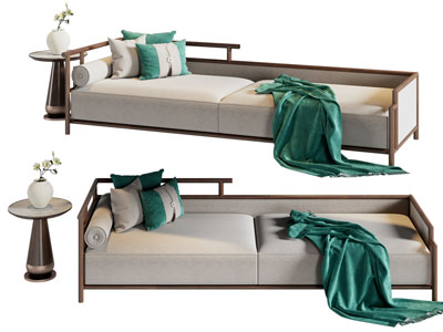 新中式贵妃椅 美人榻 边几