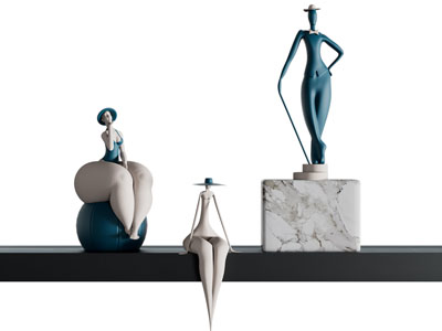 现代装饰品雕塑雕刻摆件组合3d模型 现代装饰品雕塑雕刻摆件组合