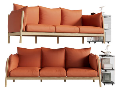 北欧布艺多人沙发 边几3d模型 北欧布艺多人沙发 边几