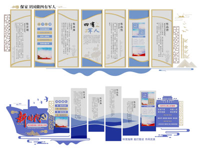 新中式四有军人宣传栏 文化墙