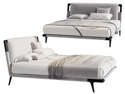 现代布艺双人床