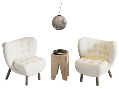 现代休闲椅子 边几