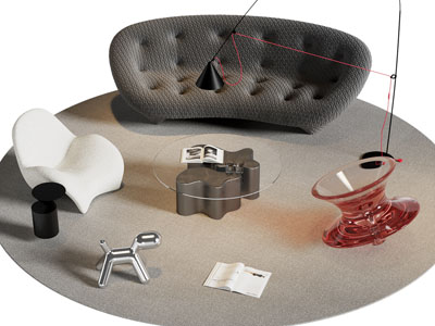 现代多人沙发 休闲椅子和茶几组合