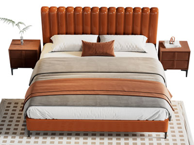 现代双人床 床头柜