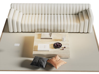 现代多人沙发 茶几组合3d模型 现代多人沙发 茶几组合