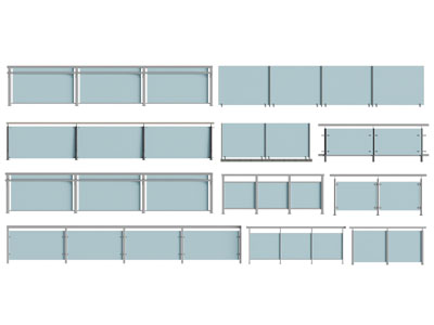现代玻璃栏杆 围栏 护栏