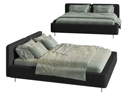 现代布艺双人床