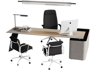 现代办公桌椅组合3d模型 现代办公桌椅组合