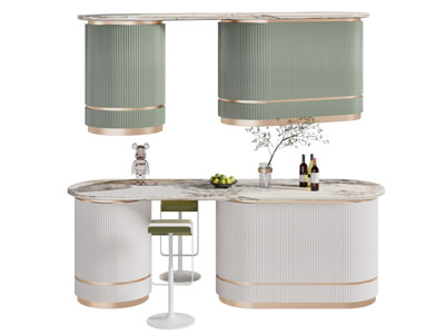 现代轻奢椭圆形吧台3d模型 现代轻奢椭圆形吧台