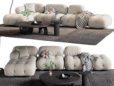 现代拼接多人沙发 茶几组合