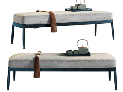 新中式布艺长方形沙发凳子