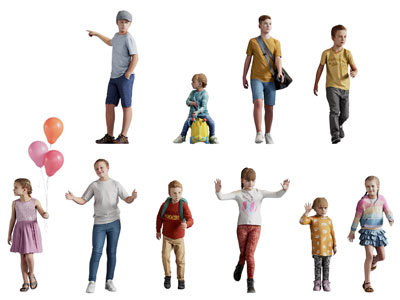 现代儿童 学生 男孩 女孩 人物 多人3d模型 现代儿童 学生 男孩 女孩 人物 多人