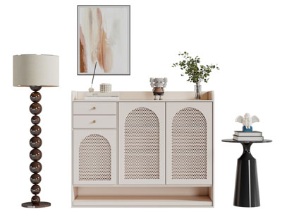 现代玄关柜 边柜 落地灯3d模型 现代玄关柜 边柜 落地灯