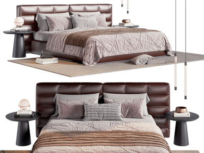 新中式双人床 床头柜