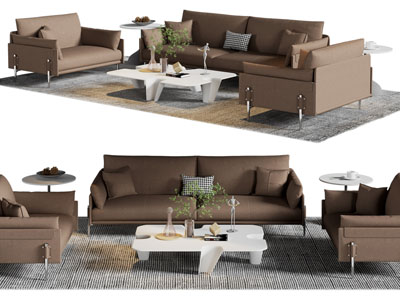 现代双人 单人沙发和茶几组合