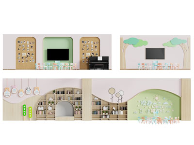 现代幼儿园背景墙 文化墙