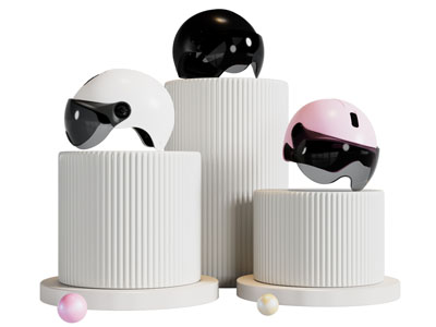 现代头盔商品展台 展示摆台美陈