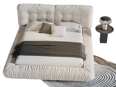 现代布艺双人床 床头柜