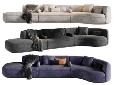 现代布艺多人沙发3d模型 现代布艺多人沙发