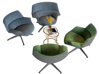 现代休闲椅子 边几