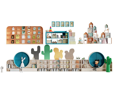 现代幼儿园置物架 书柜