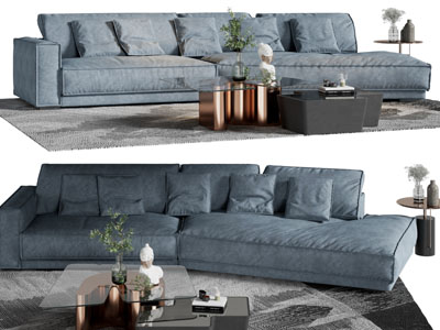 现代布艺多人沙发3d模型 现代布艺多人沙发