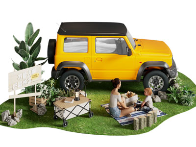 现代营地野餐 美陈 越野车 户外装置