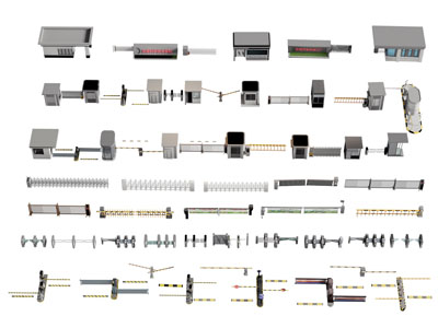现代道闸栏杆 收费杆 岗亭 保安亭 伸缩门