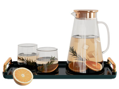 现代托盘 玻璃茶具杯子