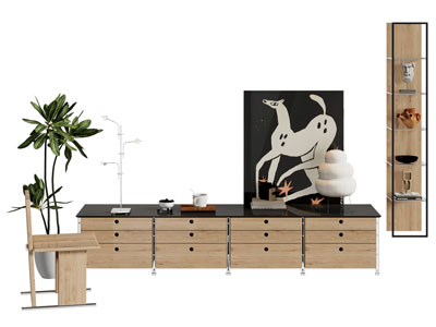 现代实木电视柜 置物架