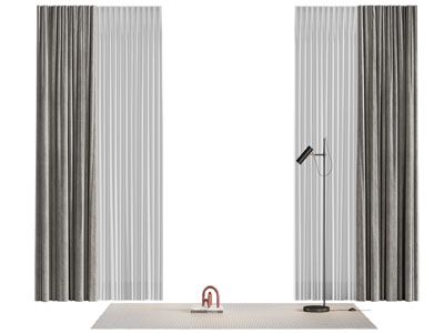 现代布艺窗帘窗纱3d模型 现代布艺窗帘窗纱