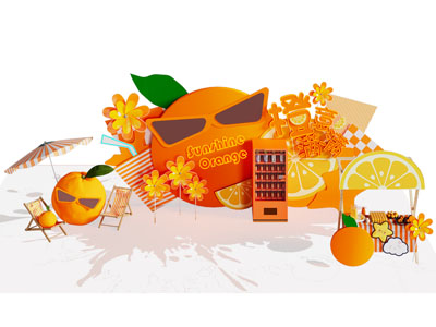 现代夏季饮料商业美陈 户外装置