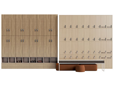 现代更衣柜 储存柜 储物柜 存放柜 公共空间更衣 坐墩