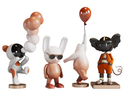 现代宇航员 雕塑雕刻摆件组合3d模型 现代宇航员 雕塑雕刻摆件组合