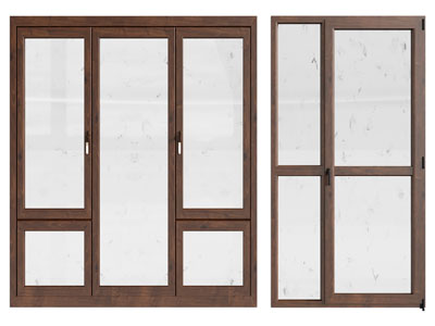 现代实木边框的平开窗户3d模型 现代实木边框的平开窗户