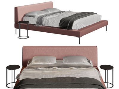 现代双人床 床头几