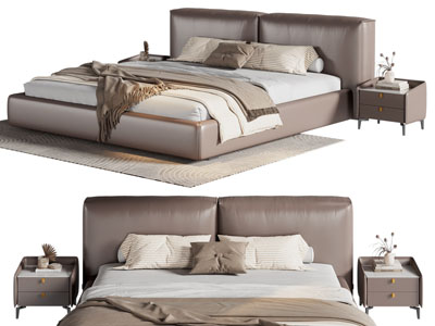 现代双人床 床头柜