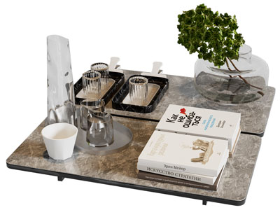 现代花瓶花卉 书本摆件组合