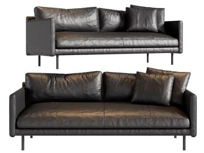 现代皮质多人沙发