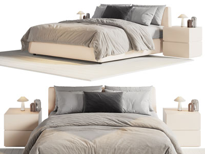 现代双人床 床头柜