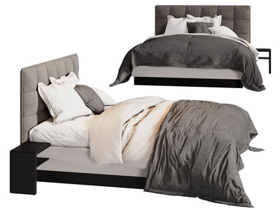 现代布艺双人床