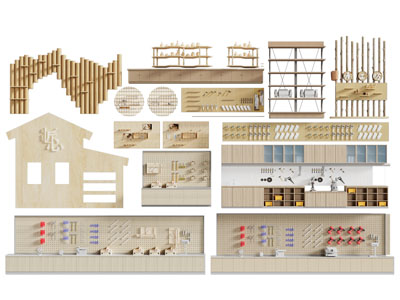 现代工具墙 洞洞板墙 手工教室 置物架 装饰墙