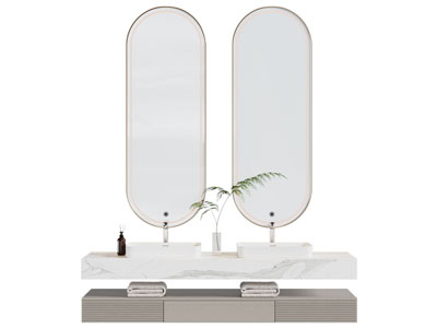 现代双喷洗手台 镜子